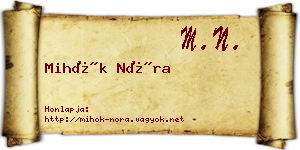Mihók Nóra névjegykártya